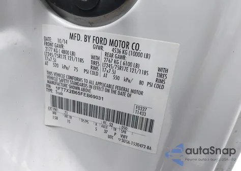 2015 Ford F-250 Xl z USA, uszkodzony, nr VIN 1FT7X2B65FEB69031